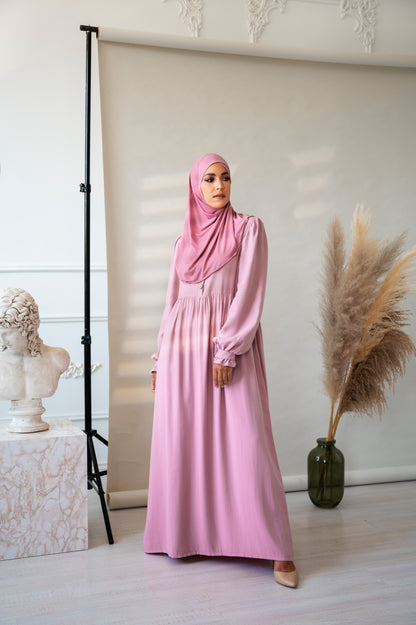 Turkish Solid Color Abaya – Elegant Plus Size Kaftan Dress”