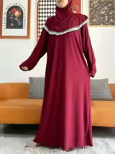 Turkish Solid Color Abaya – Elegant Plus Size Kaftan Dress”